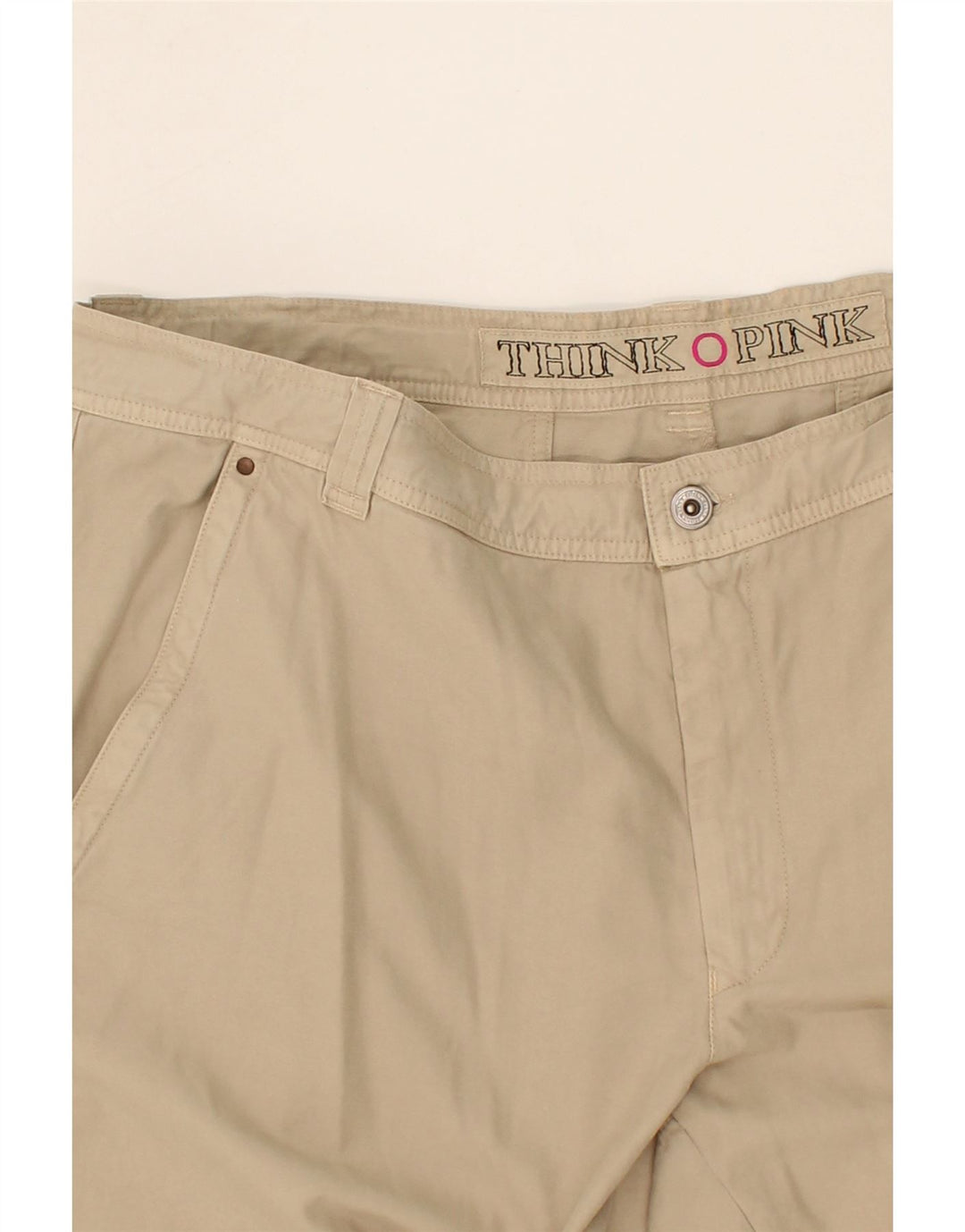 THINK PINK Mens Straight Capri Trousers W40 L24 Beige Cotton Vintage Think Pink and Second-Hand Think Pink from Messina Hembry 