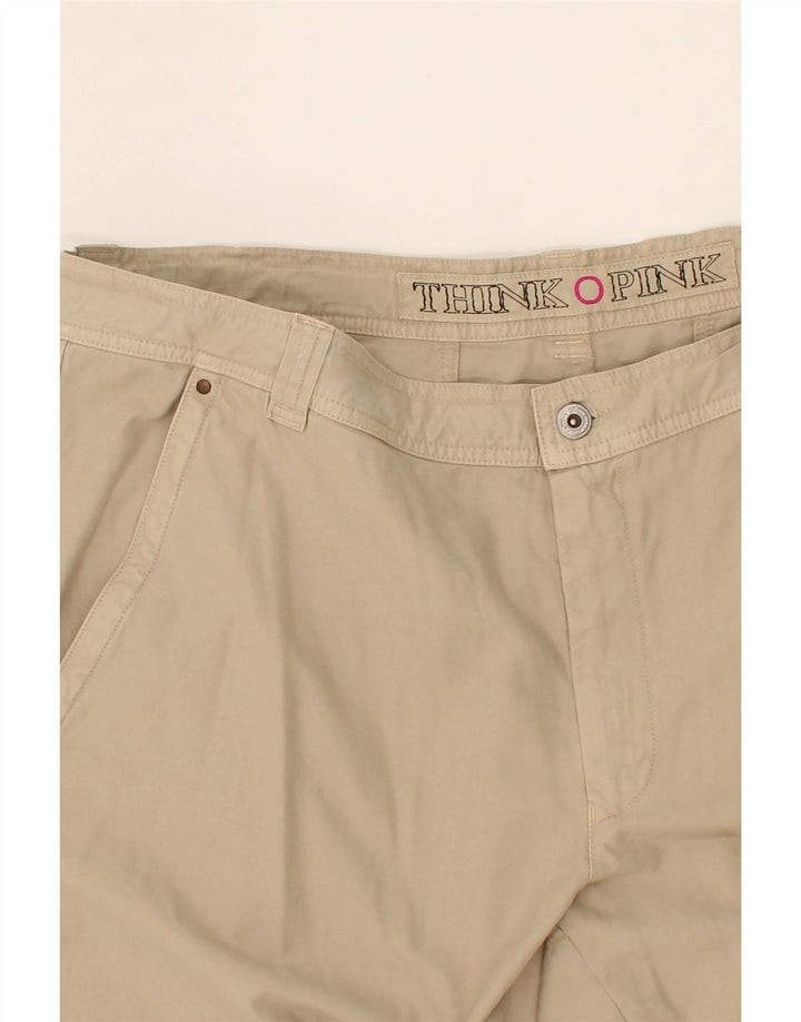 THINK PINK Mens Straight Capri Trousers W40 L24 Beige Cotton Vintage Think Pink and Second-Hand Think Pink from Messina Hembry 