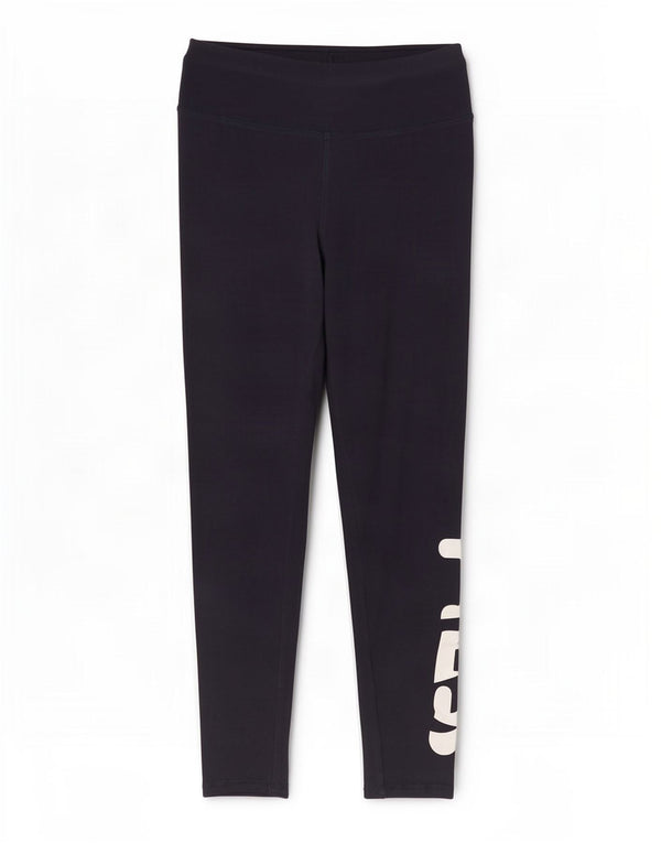 Fila Womens Graphic Leggings UK 10 Small Navy Blue Cotton