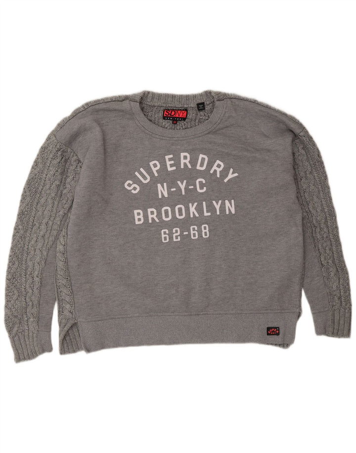 Jumper de moletom gráfico oversized feminino SUPERDRY Reino Unido 14 cinza médio