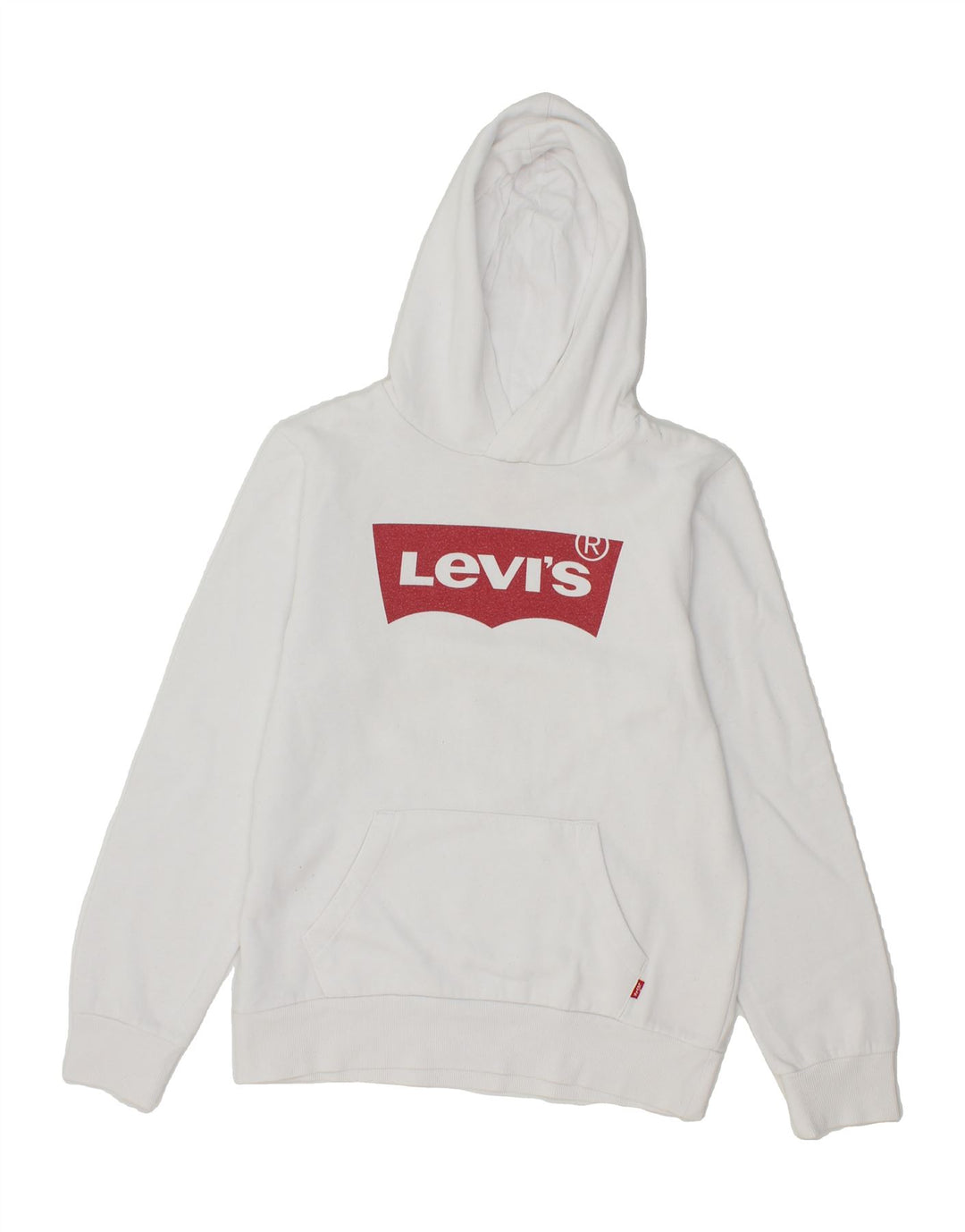LEVI'S Boys Graphic Hoodie Jumper 13-14 Years White Cotton Vintage Levi's and Second-Hand Levi's from Messina Hembry 