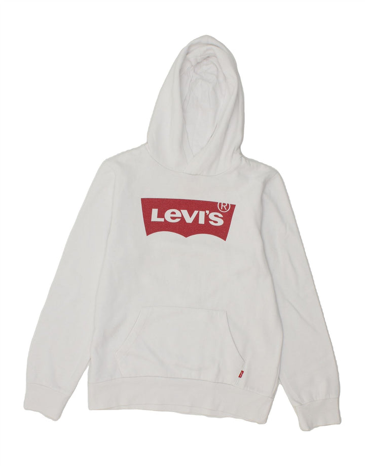LEVI'S Boys Graphic Hoodie Jumper 13-14 Years White Cotton Vintage Levi's and Second-Hand Levi's from Messina Hembry 