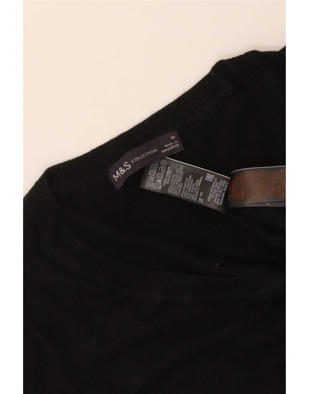 Suéter feminino Marks & Spencer com gola canoa Reino Unido 10 pequeno preto