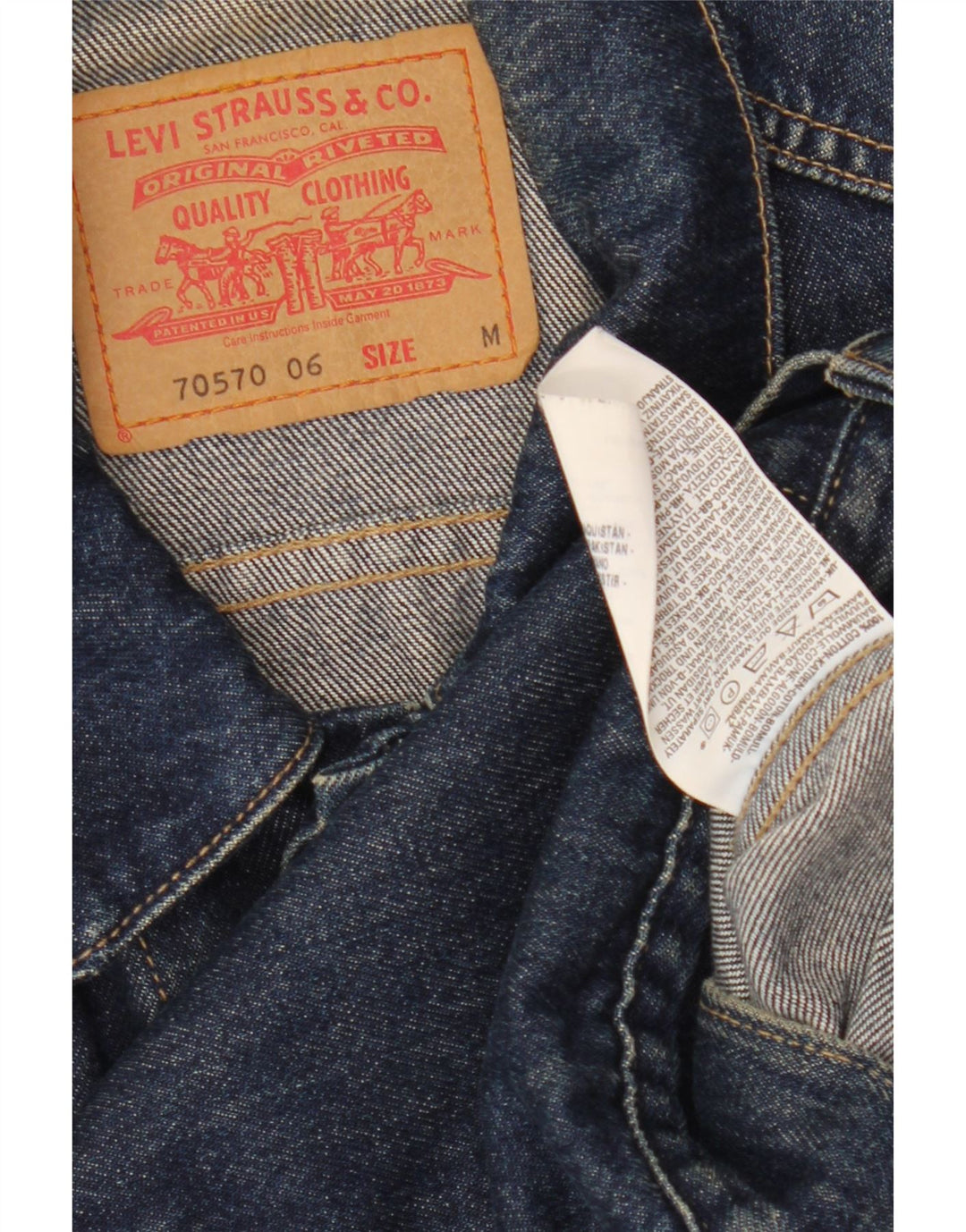 Jaqueta jeans masculina Levi's UK 38 algodão azul marinho médio