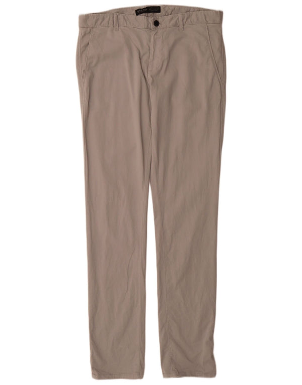 Zara Mens Slim Chino Calças EU 42Large W32 L35 Algodão Cinza