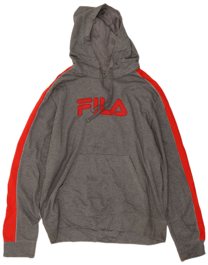 Fila Mens Graphic Hoodie Jumper 2XL Cinza Colourblock Poliéster