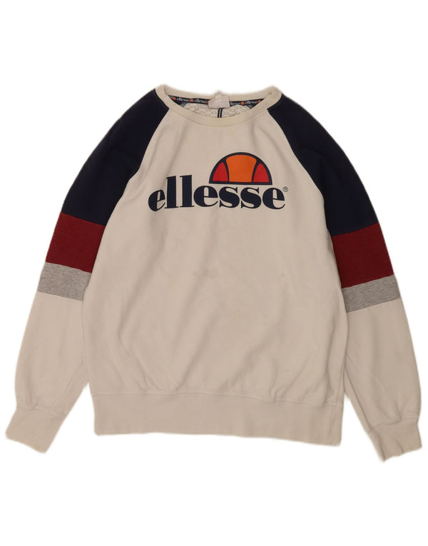 Ellesse moletom masculino gráfico jumper pequeno algodão colorblock branco