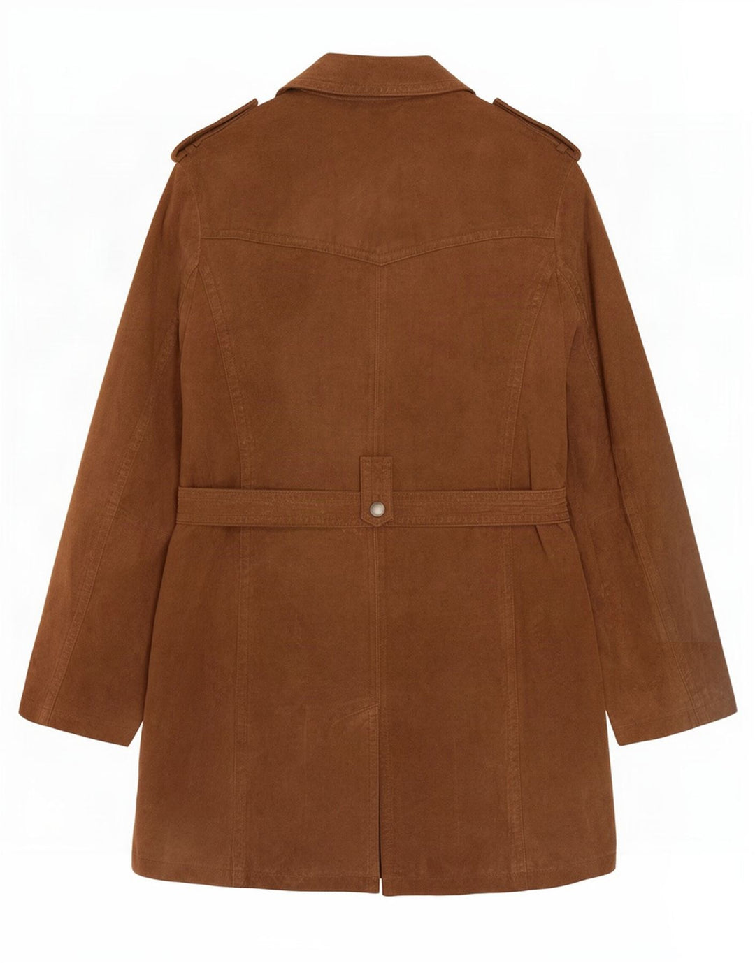 Sobretudo feminino de camurça militar Ambria IT 46 grande couro marrom