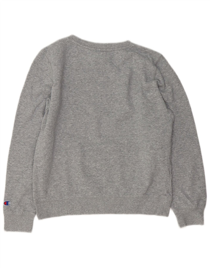 Champion feminino gráfico moletom jumper UK 10 pequeno cinza manchado