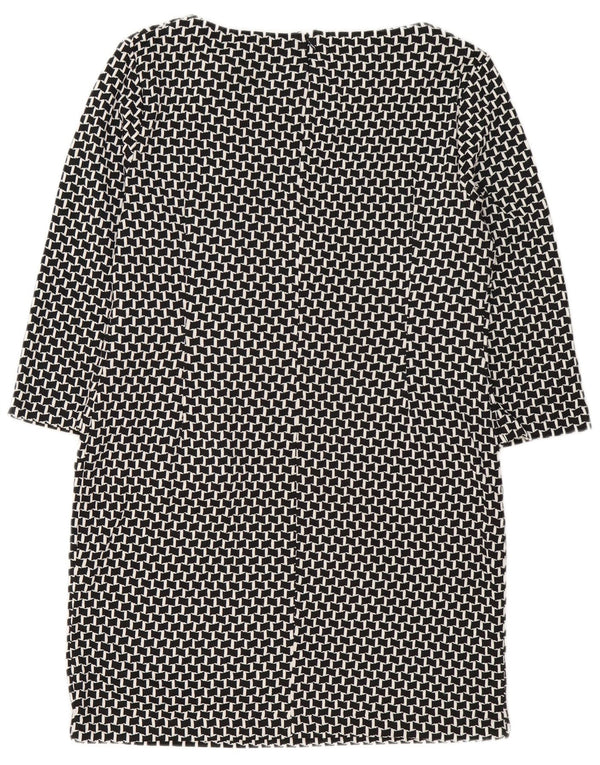 Vestido feminino M&Co manga 3/4 UK 20 2XL preto geométrico