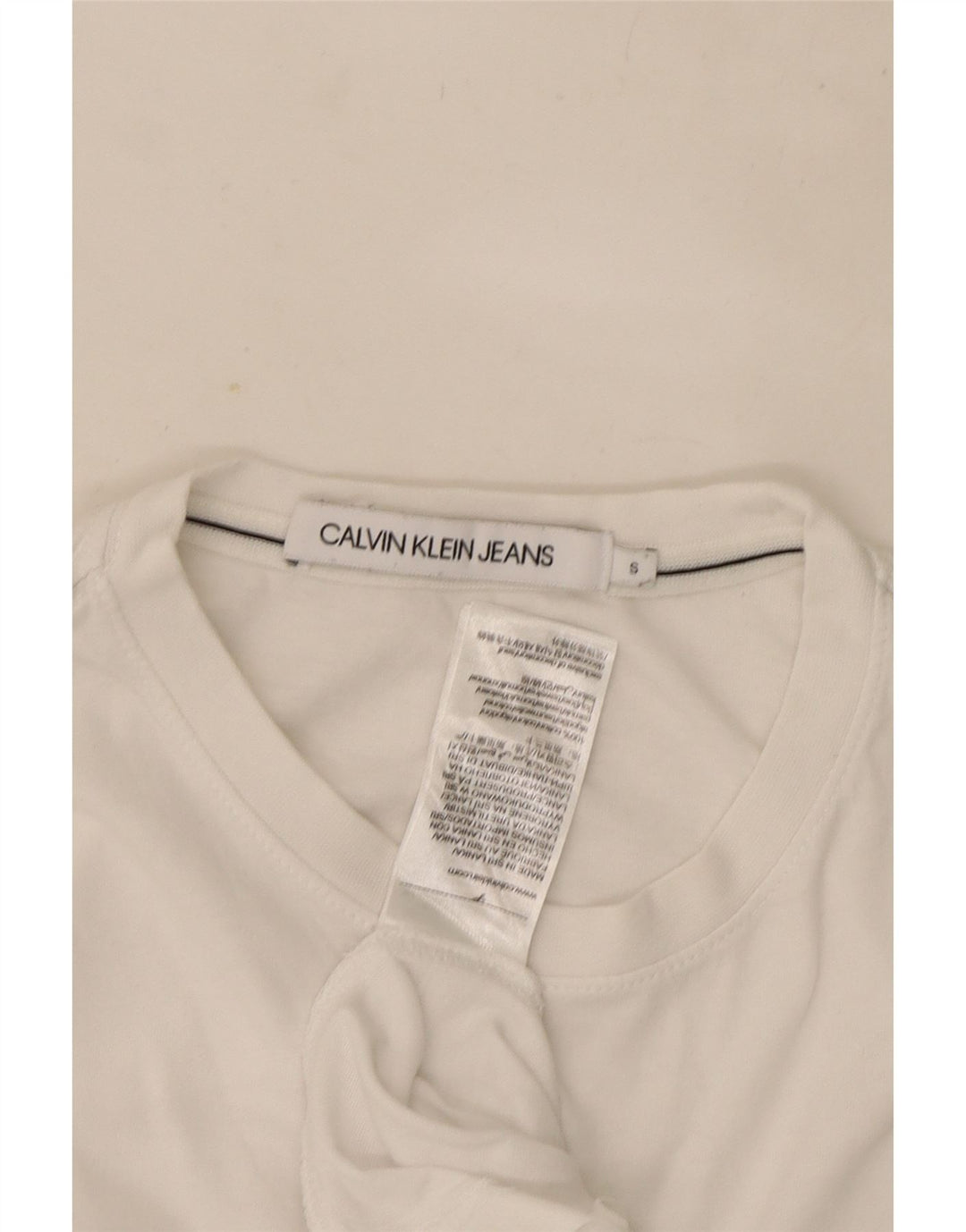 Camiseta masculina Calvin Klein Jeans top pequeno algodão branco