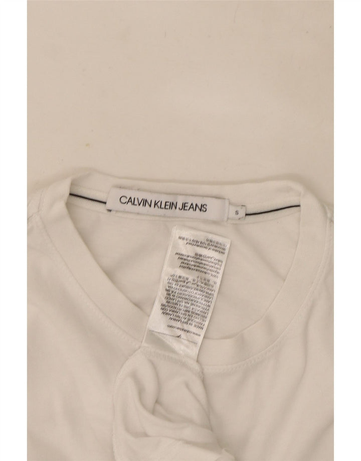 Camiseta masculina Calvin Klein Jeans top pequeno algodão branco