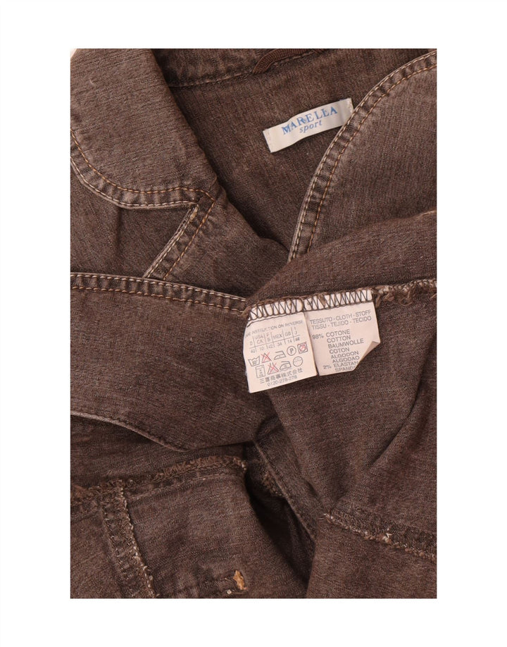 Jaqueta blazer jeans feminina Marella com 2 botões Reino Unido 14 grande algodão cinza