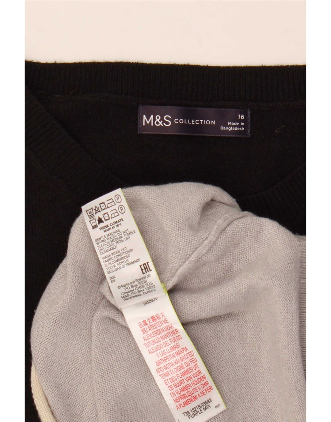 Suéter feminino Marks & Spencer com gola canoa Reino Unido 16 grande multicolorido