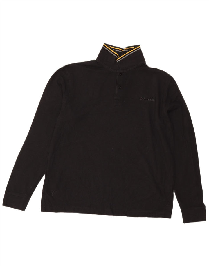 Camisa polo masculina de manga comprida Lotto grande preta