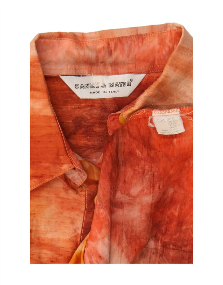 Vestido camisa feminino Daniel & Mayer IT 46 grande laranja tie-dye seda