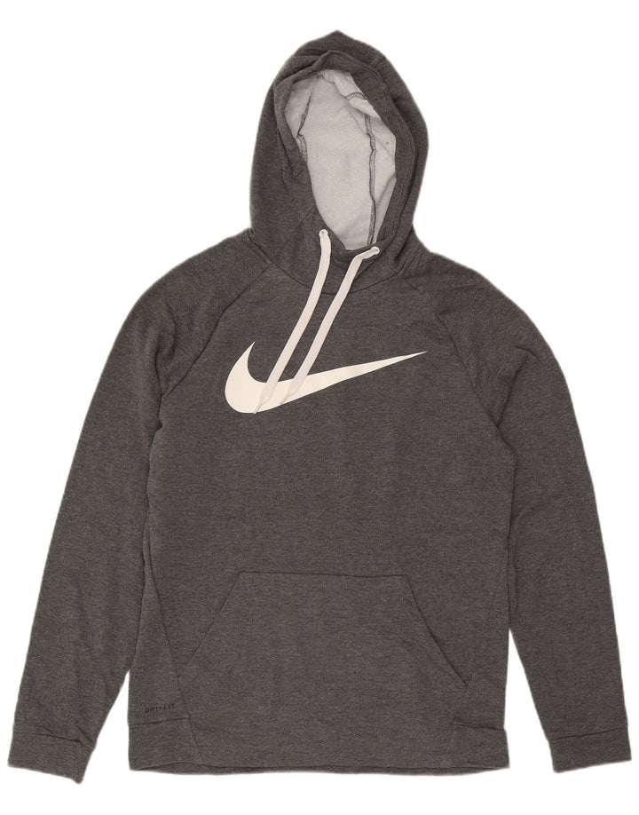 Jumper com capuz gráfico feminino Nike UK 14 poliéster manchado cinza médio