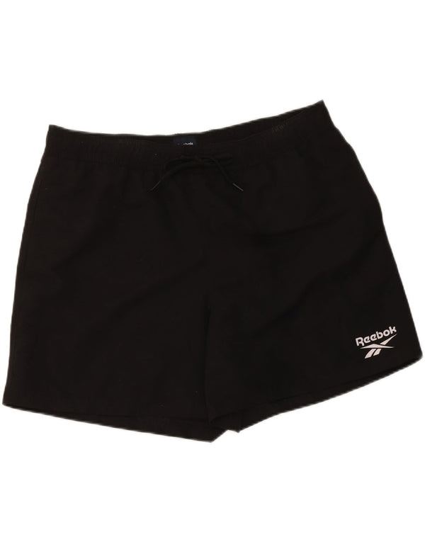 Shorts esportivos femininos Reebok UK 16 grande poliéster preto