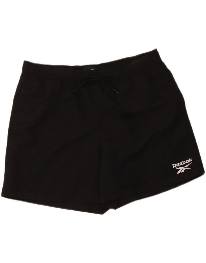Shorts esportivos femininos Reebok UK 16 grande poliéster preto