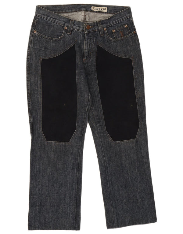 Calça jeans feminina Jeckerson W29 L25 azul marinho algodão colorblock