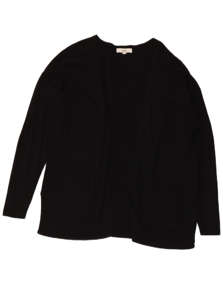 Suéter cardigã aberto feminino Marks & Spencer Reino Unido 16 grande viscose preta