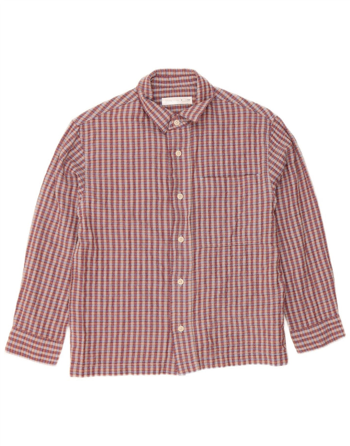 Camisa de flanela ZARA para meninos 8-9 anos algodão xadrez Borgonha