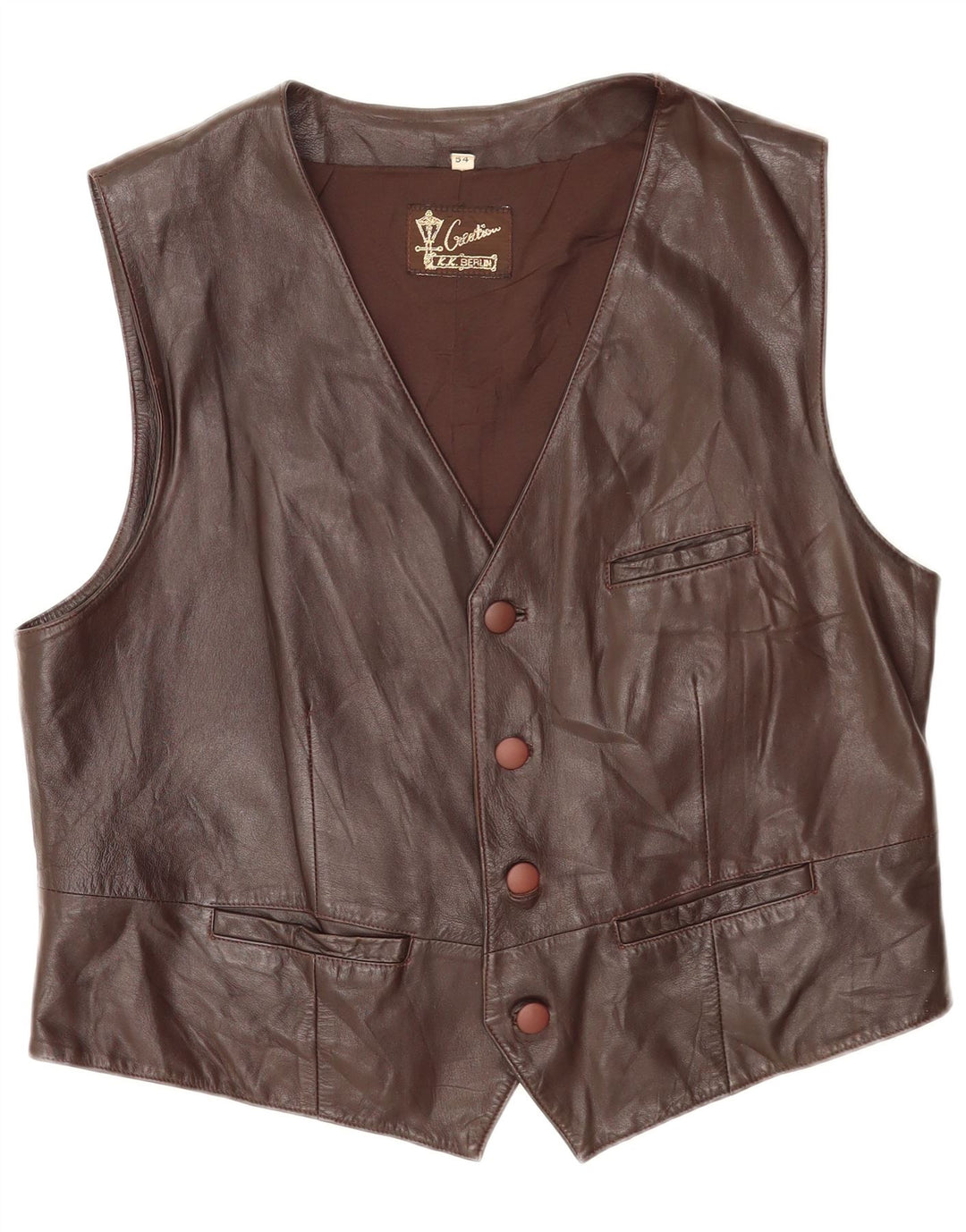 Colete masculino Creation EU 54 2XL couro marrom