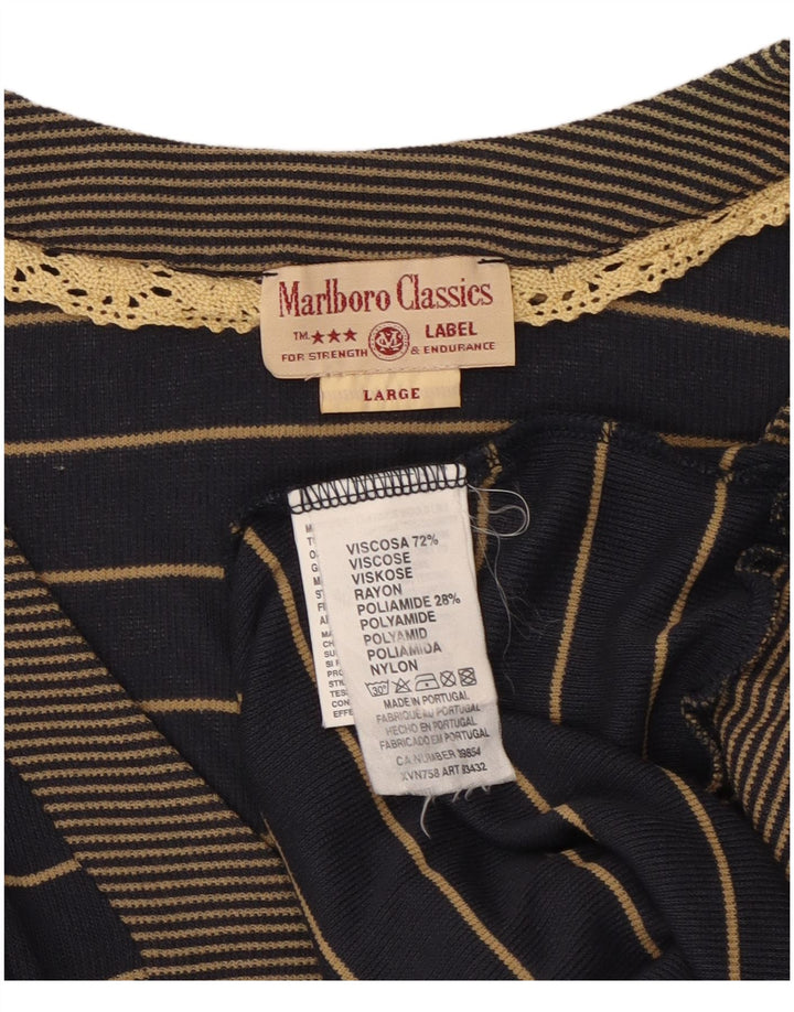 Blusa feminina Longline Marlboro Classics Top Reino Unido 16 grande listrado azul marinho