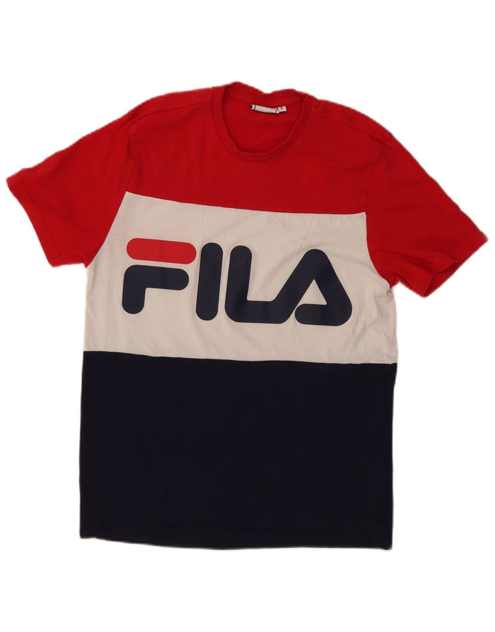 Fila Mens Graphic T-Shirt Top Pequeno Multicolorido Colorblock Algodão