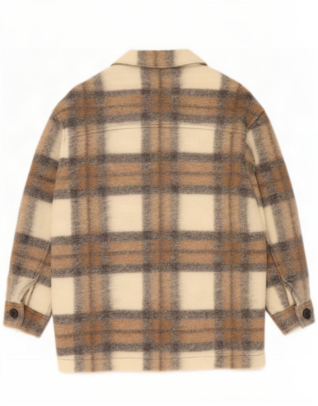 Zara Womens Oversized Utility Jacket UK 14 Médio Bege Poliéster Xadrez