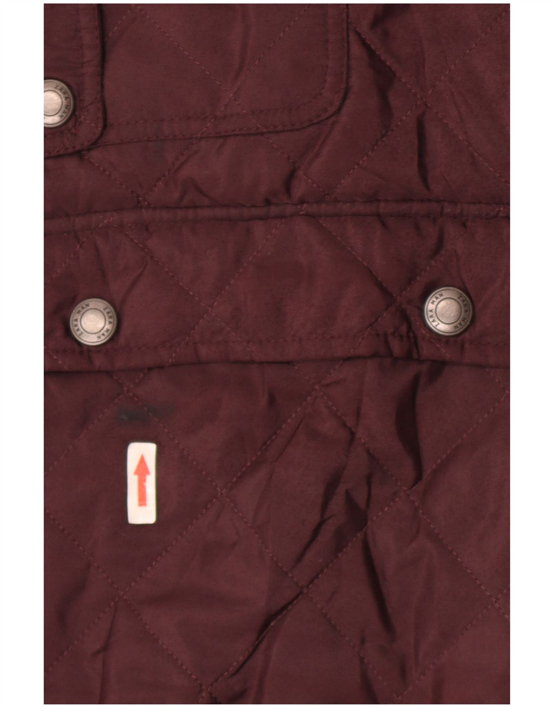 Jaqueta acolchoada masculina Zara UK 40 grande poliéster cor de vinho