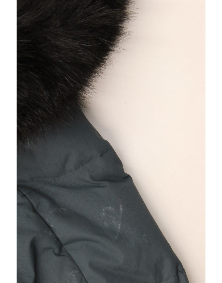 Jaqueta bomber acolchoada feminina Superdry com capuz UK 14 bloco colorido azul médio