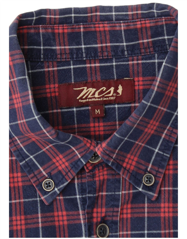 Camisa masculina de flanela Marlboro Classics médio azul marinho xadrez algodão