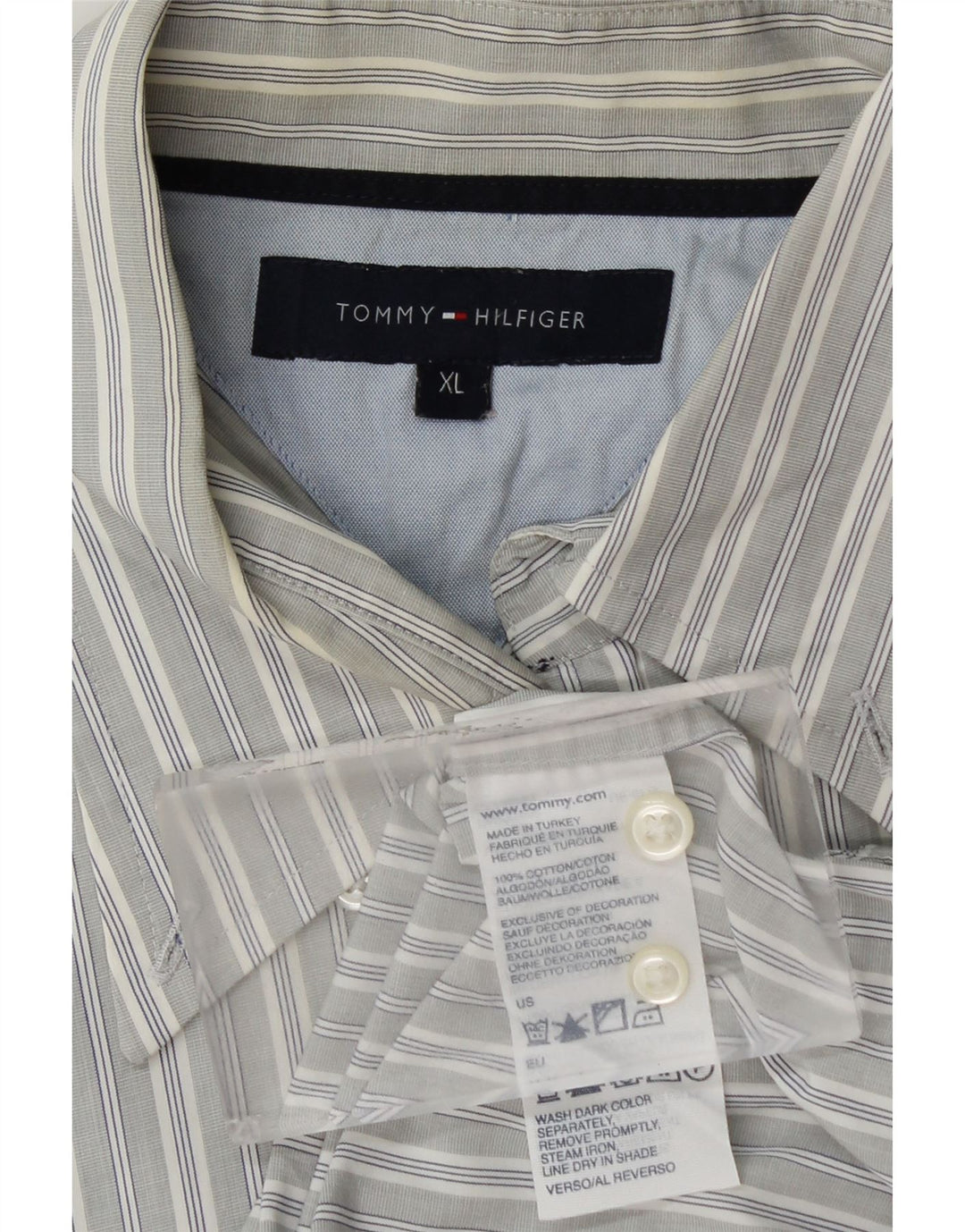 Camisa masculina TOMMY HILFIGER XL algodão listrado cinza