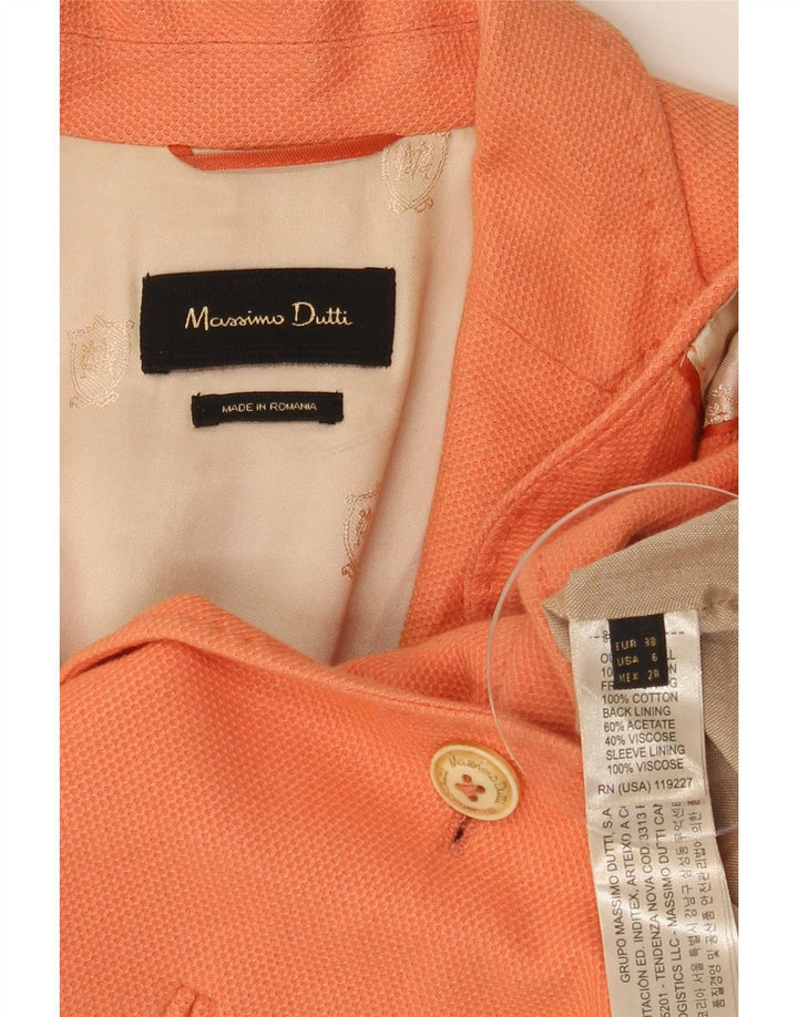 Jaqueta blazer feminina de 1 botão Massimo Dutti UE 38 algodão laranja pequeno