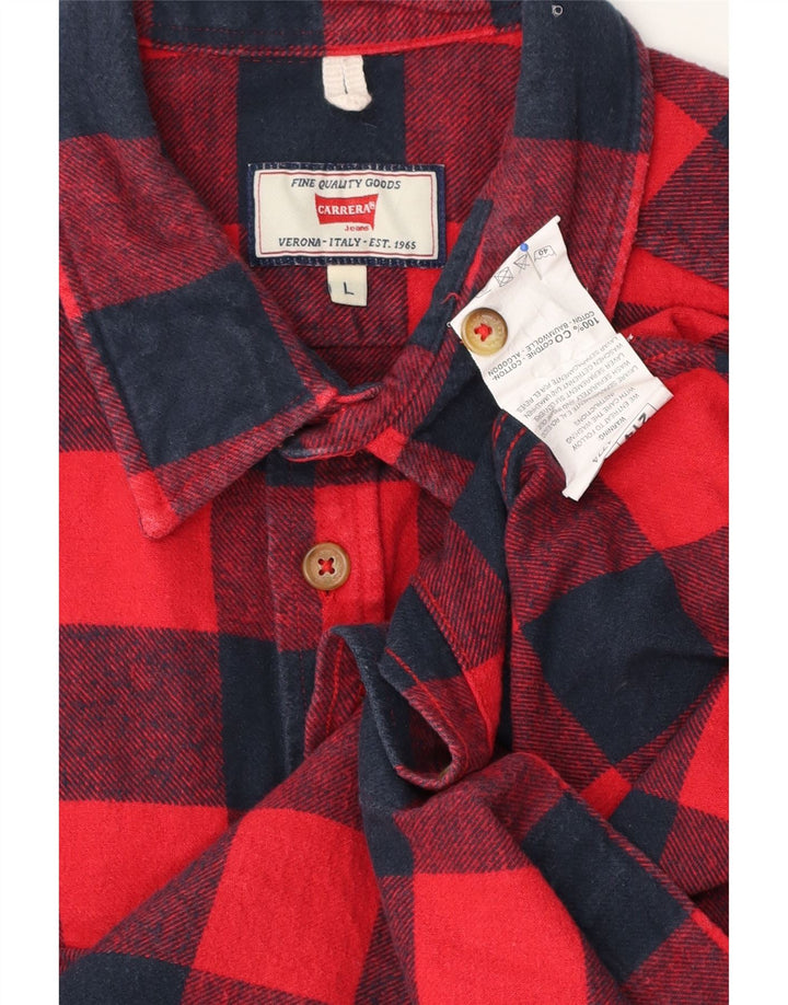 Camisa masculina de flanela Carrera grande algodão xadrez vermelho