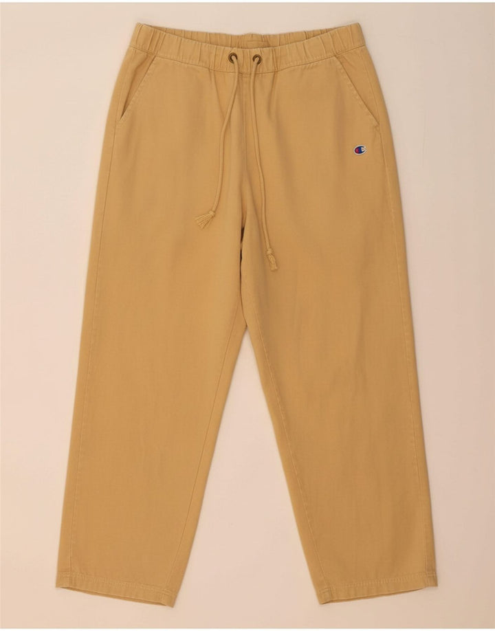 CHAMPION Calça masculina reta cortada grande W34 L26 algodão bege
