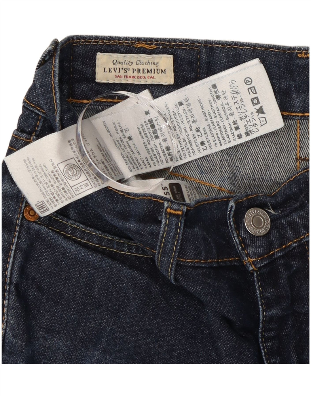 Jeans slim feminino Levi's W27 L32 algodão azul marinho