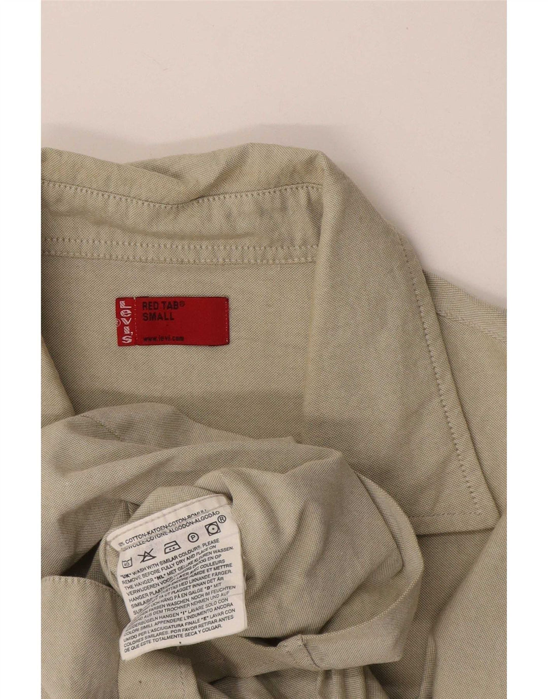 Camisa masculina de manga curta Levi's pequena bege algodão
