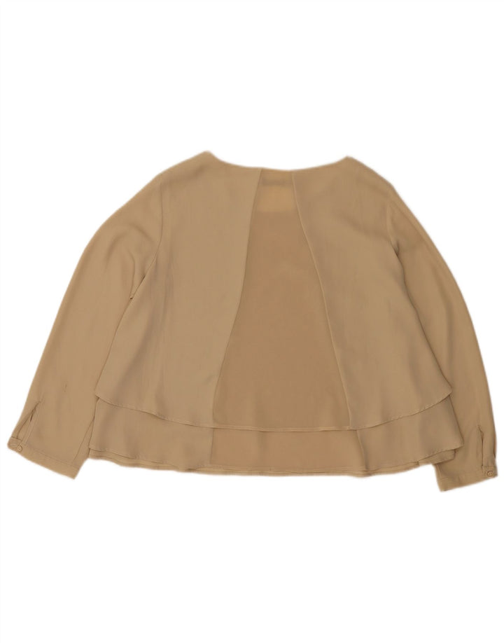 Blusa feminina de manga comprida Zara UK 14 poliéster bege médio