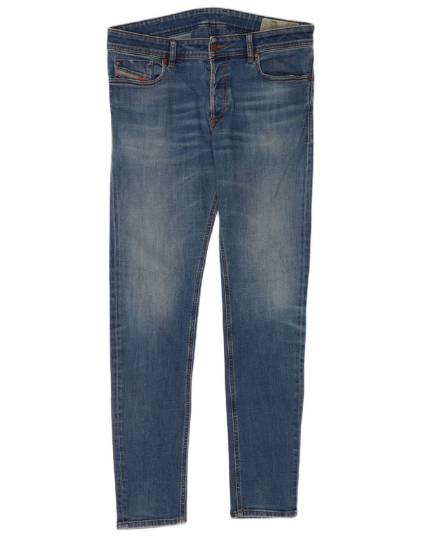 Diesel Mens Sleenker Slim Skinny Jeans W33 L32 Azul Algodão