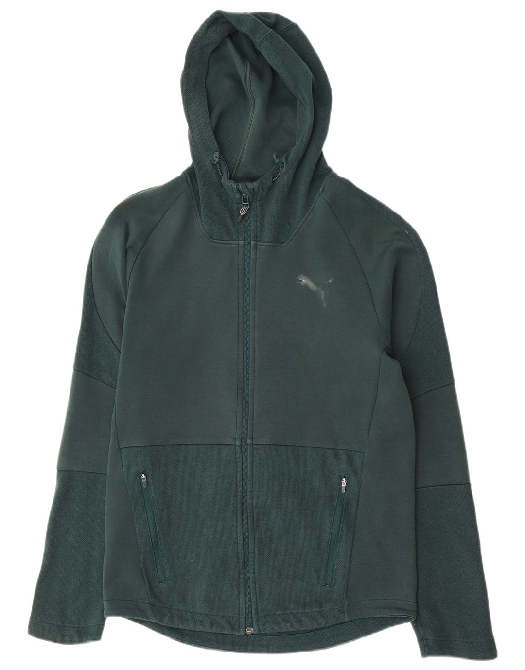 Suéter Puma masculino com capuz e zíper verde médio algodão