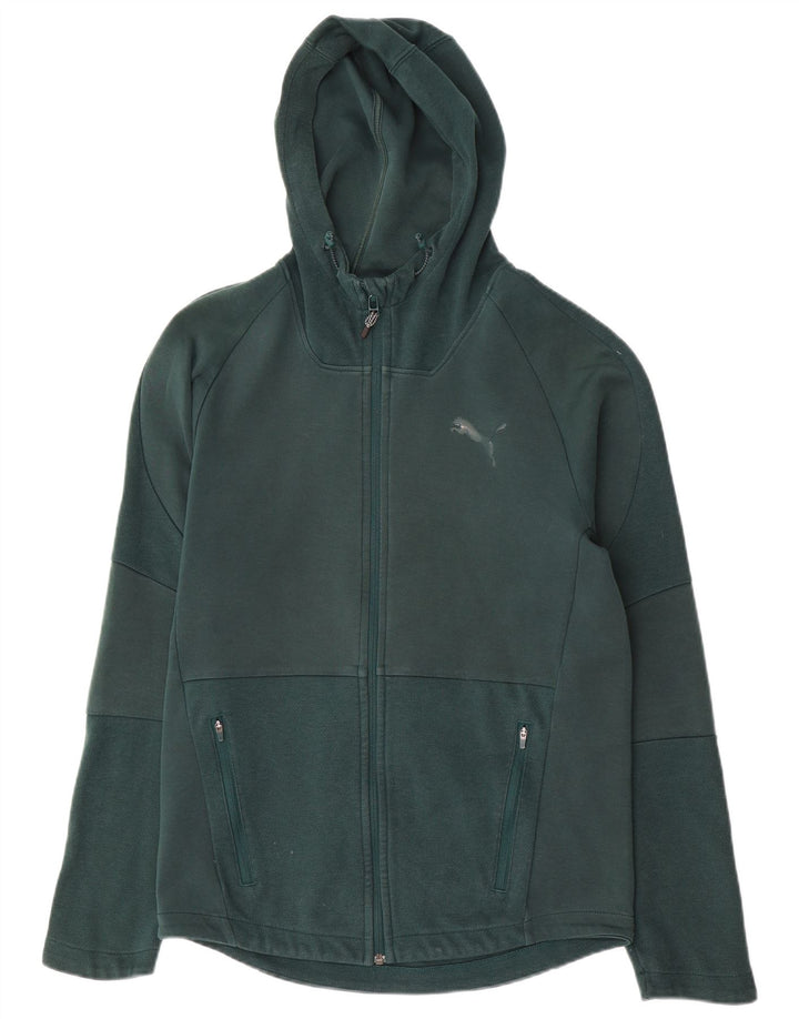 Suéter Puma masculino com capuz e zíper verde médio algodão