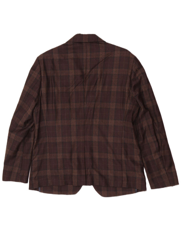 Jaqueta blazer masculina Mauro Grifoni com 1 botão IT 50 grande lã xadrez marrom
