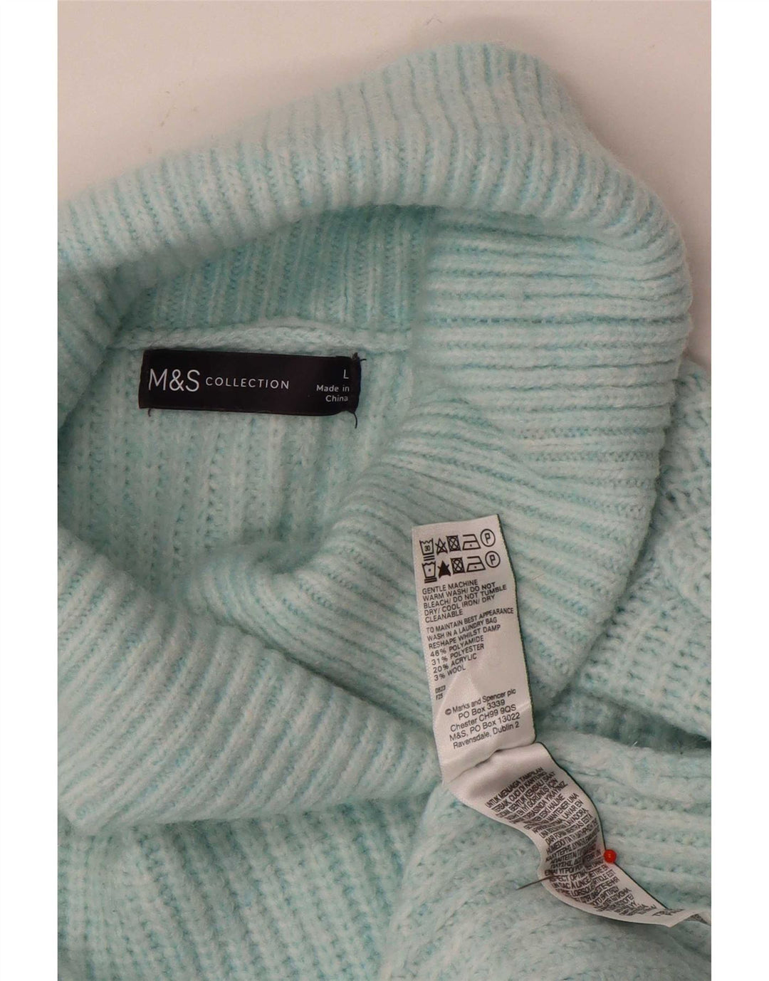 Suéter feminino Marks & Spencer grande com gola redonda Reino Unido 16 grande azul