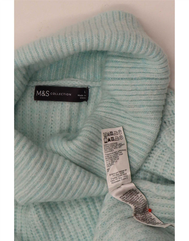 Suéter feminino Marks & Spencer grande com gola redonda Reino Unido 16 grande azul