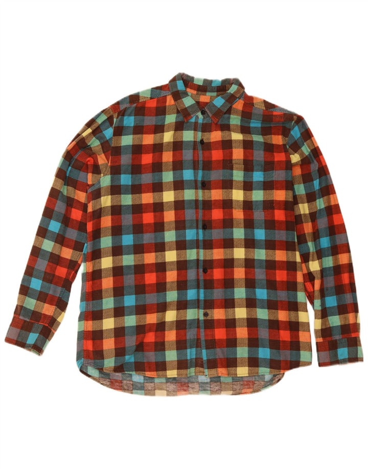 Camisa masculina de flanela Quiksilver média xadrez multicolorida