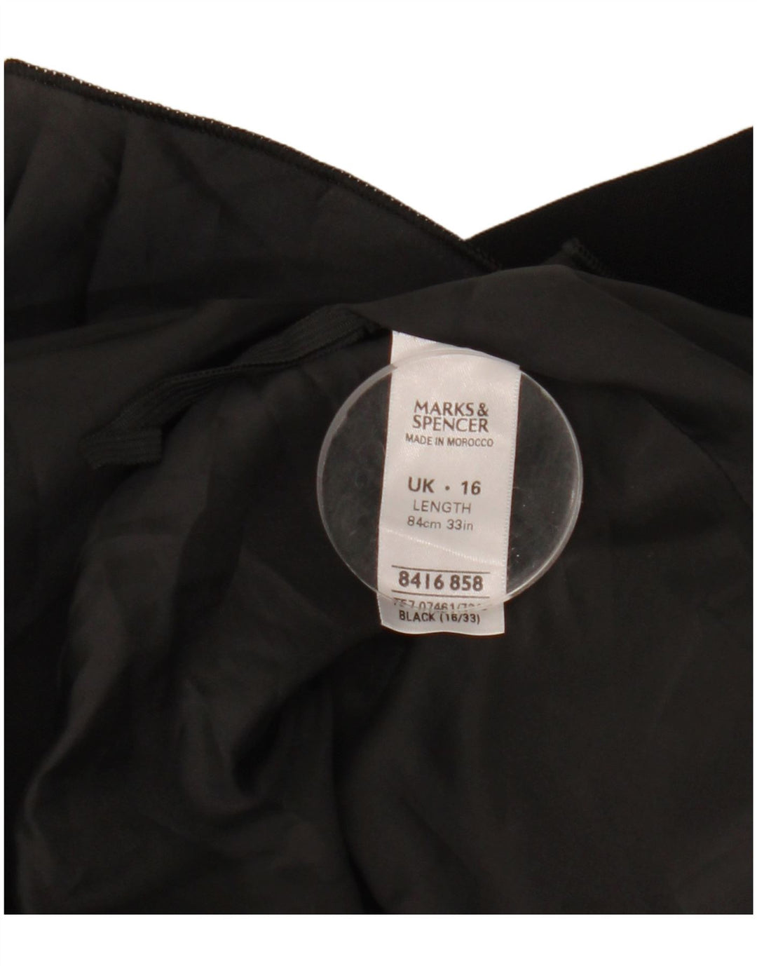 Saia feminina Marks & Spencer UK 16 grande W33 poliéster preto
