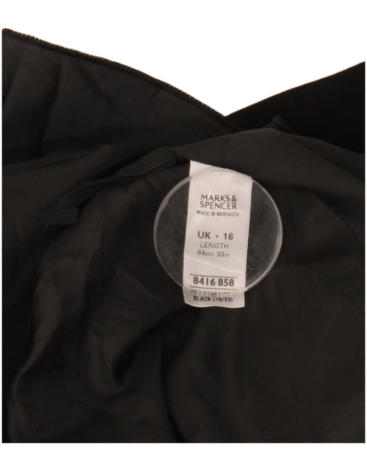 Saia feminina Marks & Spencer UK 16 grande W33 poliéster preto