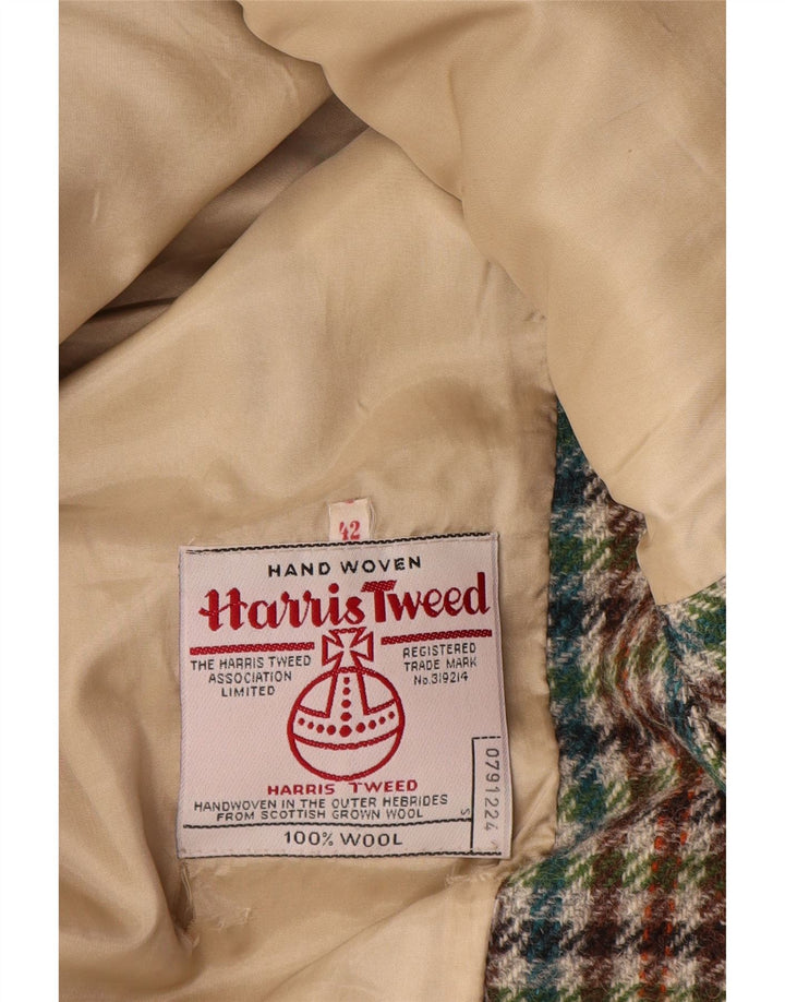 Jaqueta blazer feminina de 2 botões Harris Tweed EU 42 grande verde houndstooth